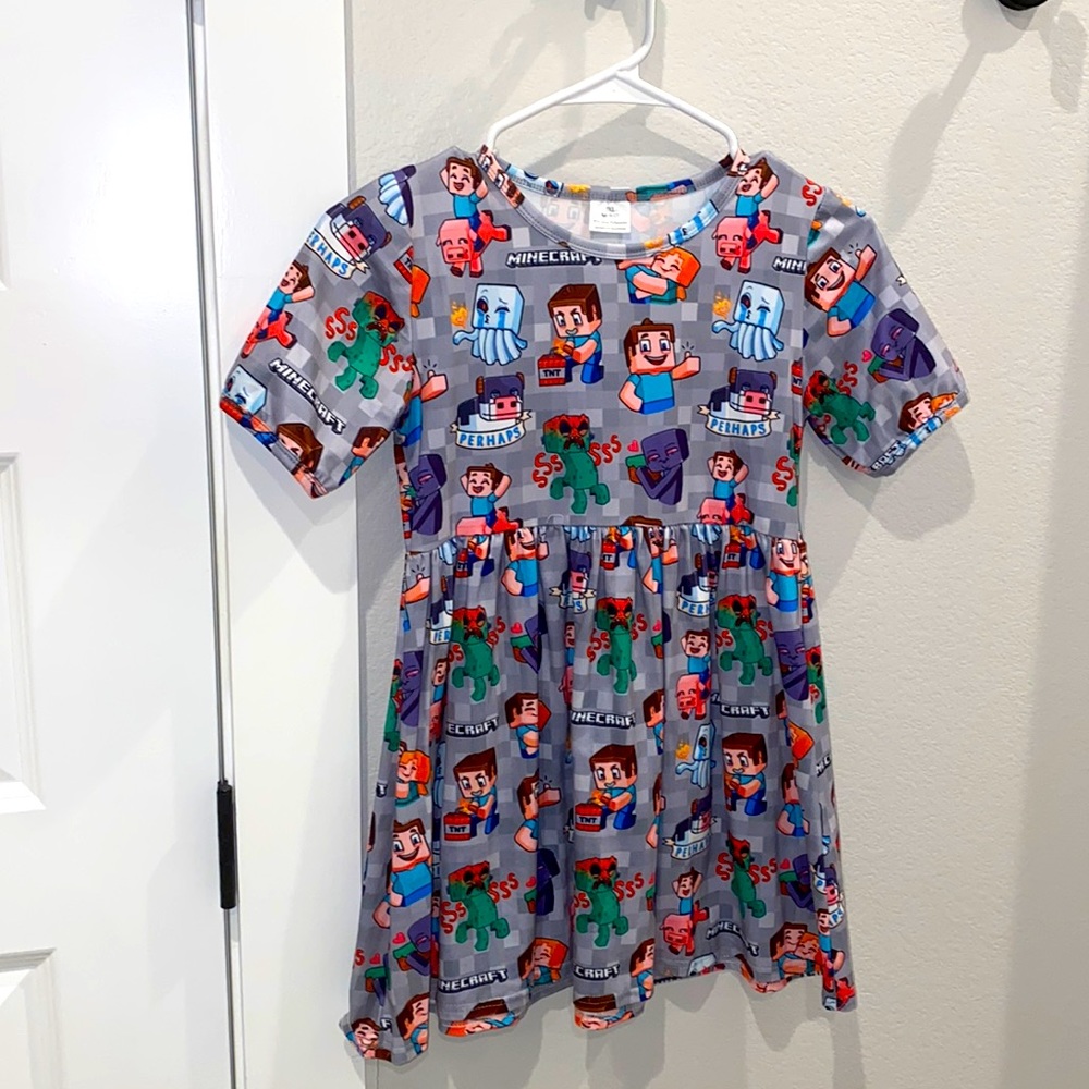 EUC Girls Minecraft Babydoll Dress or Tunic Shirt Top Size 10 12 Back to School!